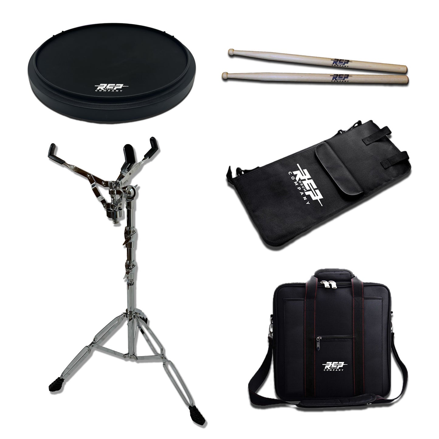 (STRIKE SERIES™️) Marching Drum Corps Practice Pad 14" - Deal Pack With Pad, Stand, Carry Bag, Stick Bag and Sticks