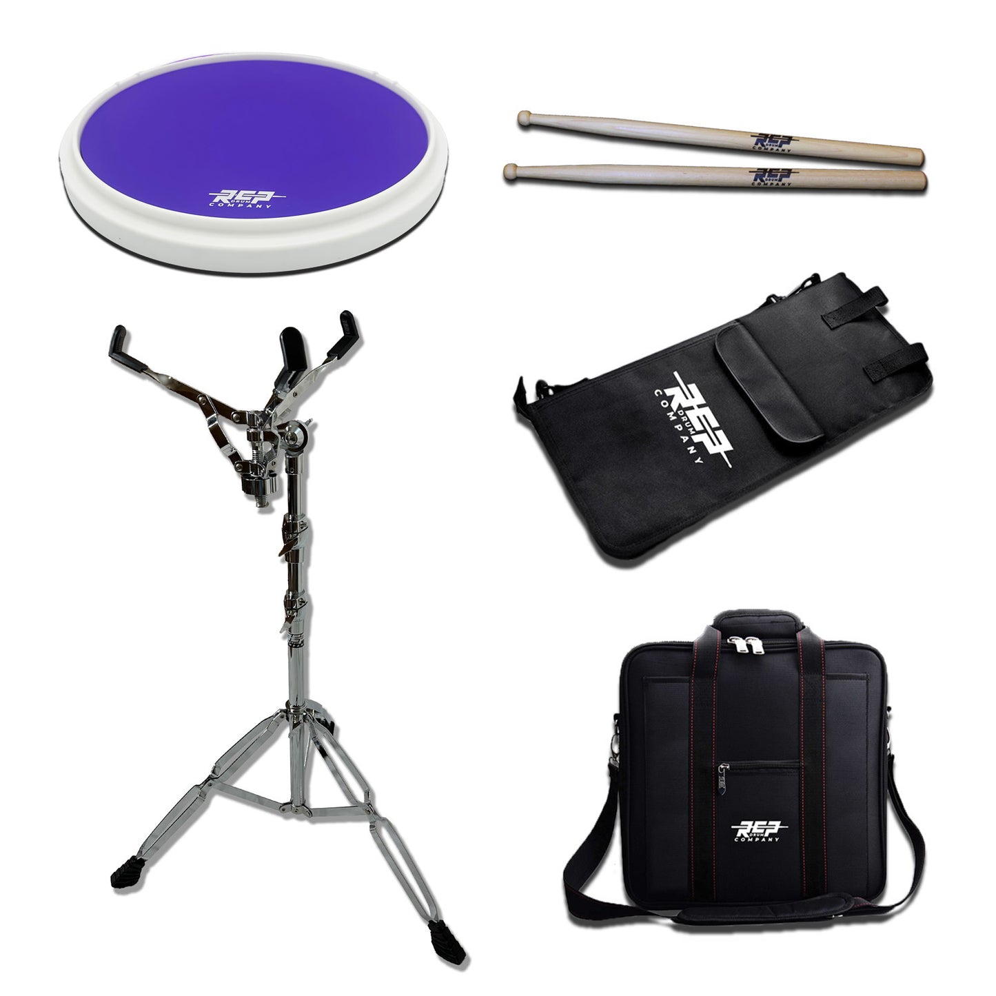 (STRIKE SERIES™️) Marching Drum Corps Practice Pad 14" - Deal Pack With Pad, Stand, Carry Bag, Stick Bag and Sticks