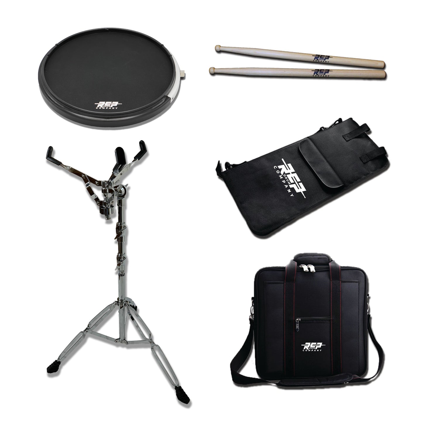 (ACTIVE SNARE™️) 13" Practice Pad w/ Snare Sound -  Deal Pack With Pad, Stand, Carry Bag, Stick Bag and Sticks