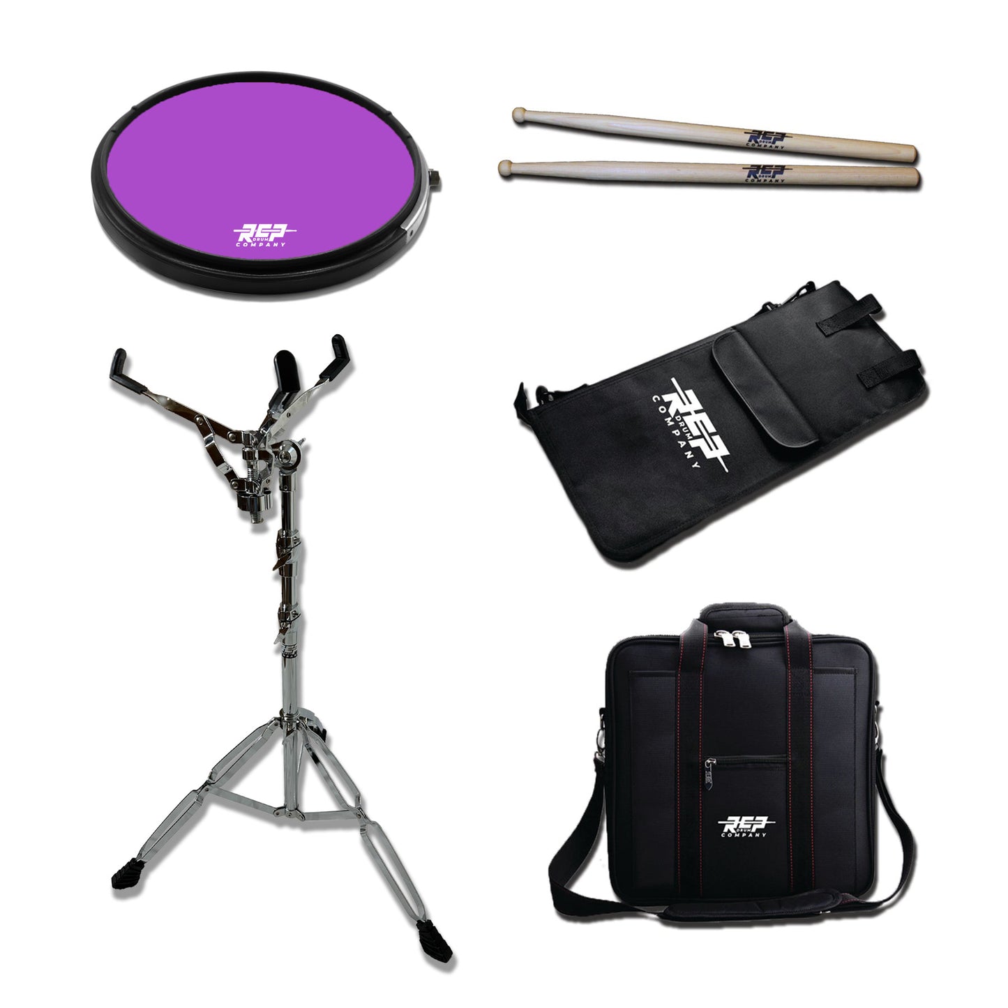 (ACTIVE SNARE™️) 13" Practice Pad w/ Snare Sound -  Deal Pack With Pad, Stand, Carry Bag, Stick Bag and Sticks