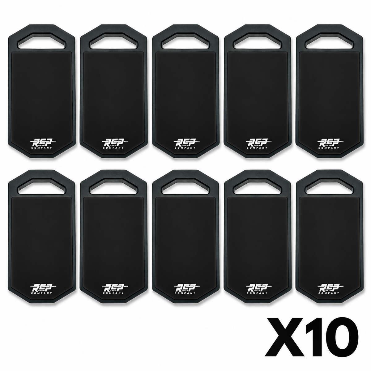 Ten RCP Bus and Travel Black double-sided practice pads without laminates