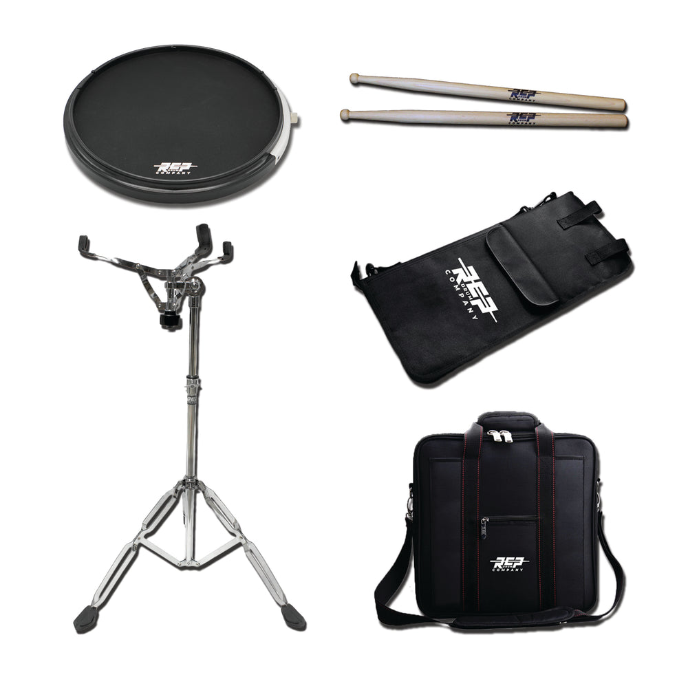 Active Practice Drum Pad Deal Pack With Pad, Stand, Carry Bag, Stick Bag and Sticks  RCP Drum Company Midnight 7A 