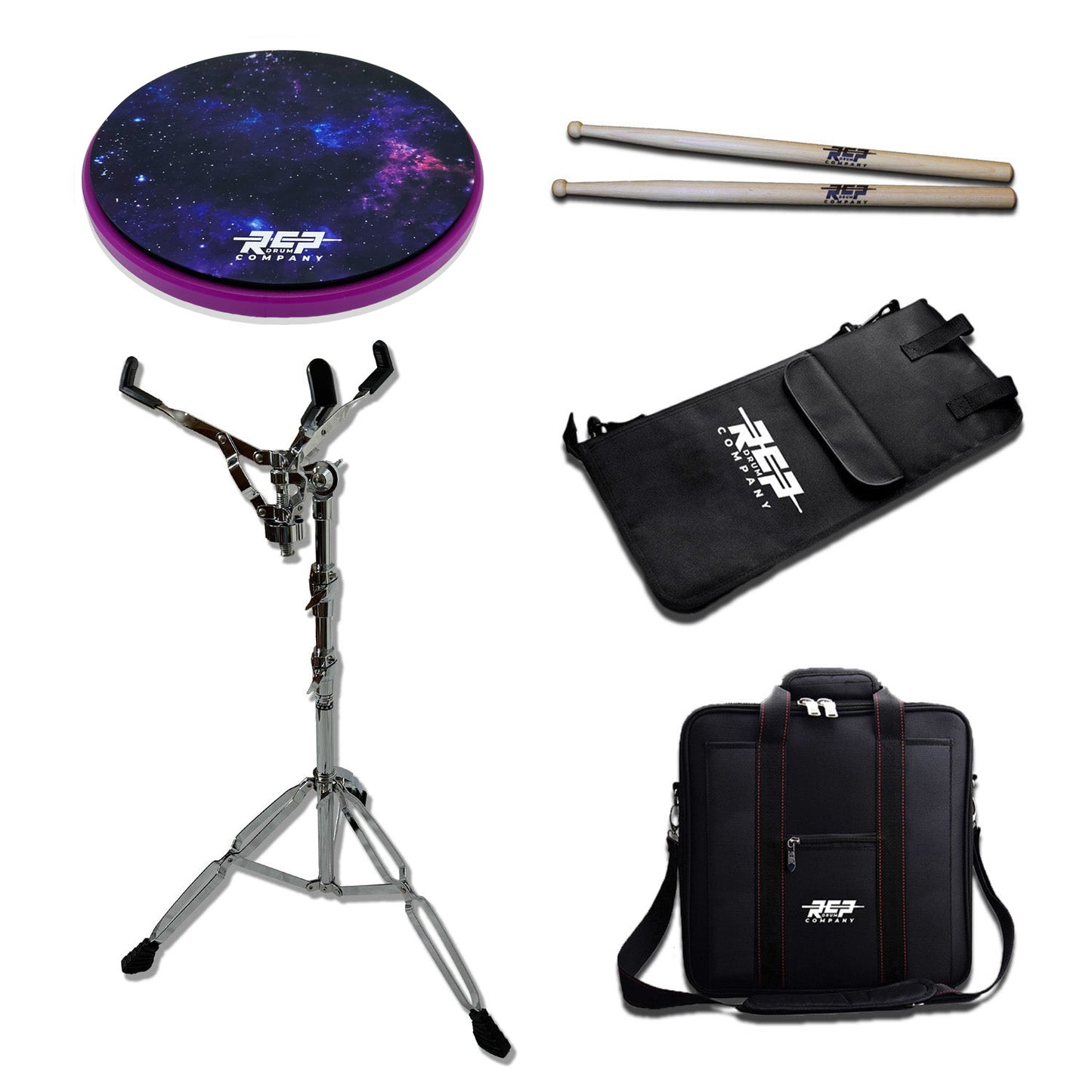 Galaxy Pad (Flex Series) Practice Drum Pad Deal Pack With Pad, Stand, Carry Bag, Stick Bag and Sticks