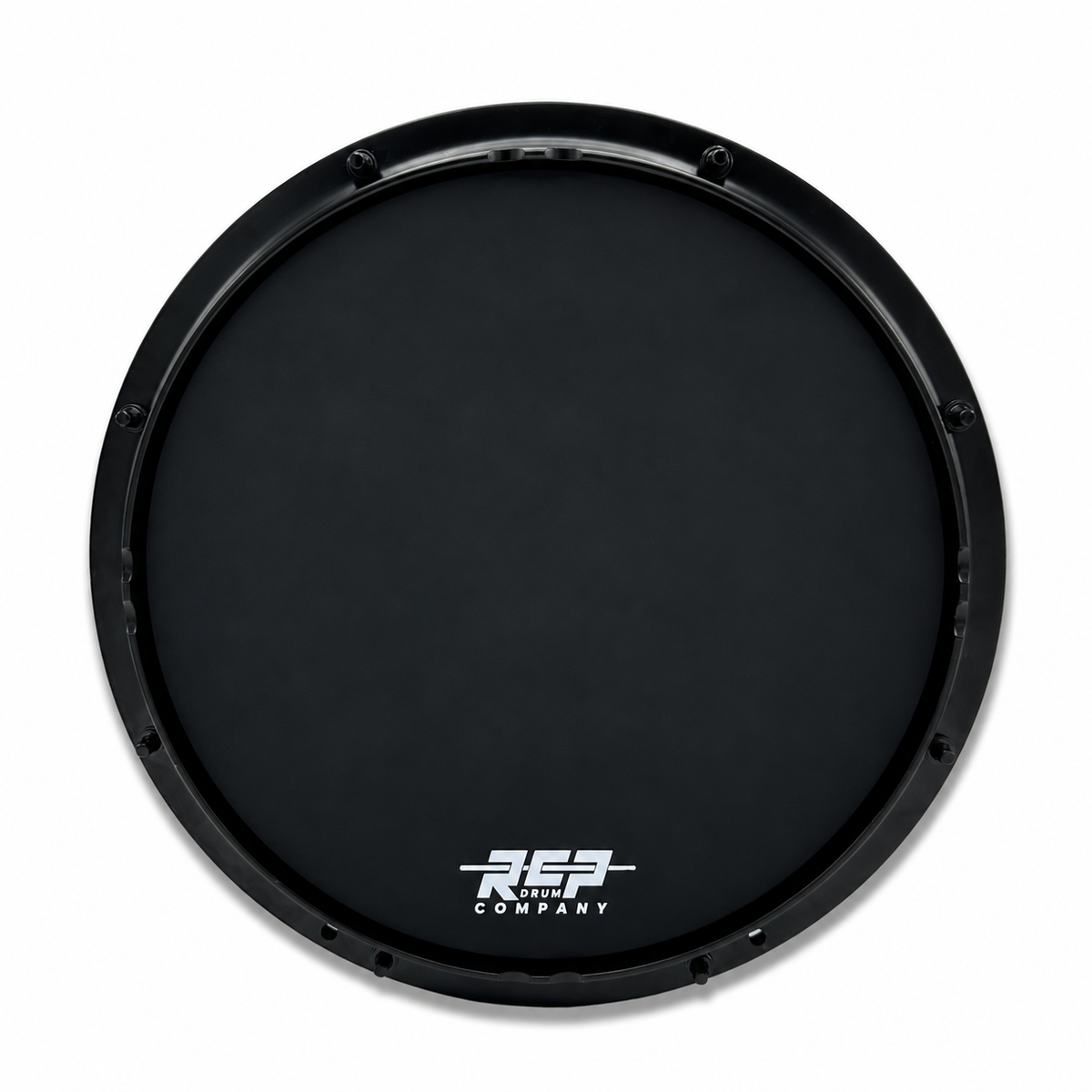 Bottom view of RCP 12-inch Hybrid Snare silicone rubber playing surface within black rim