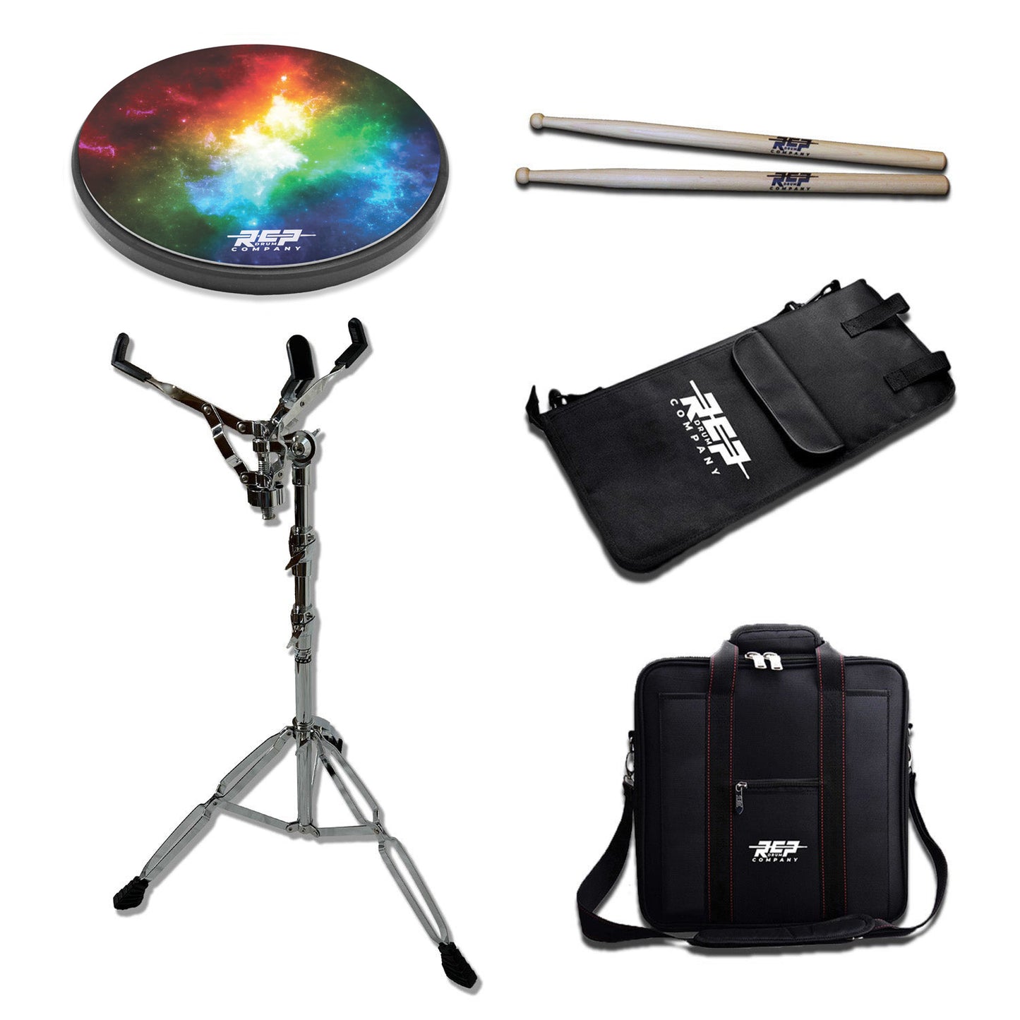 Galaxy Pad (Flex Series) Practice Drum Pad Deal Pack With Pad, Stand, Carry Bag, Stick Bag and Sticks