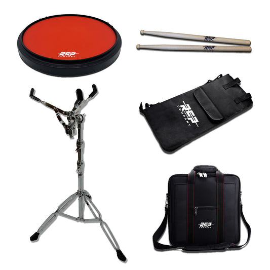 (STRIKE SERIES™️) Marching Drum Corps Practice Pad 14" -  Deal Pack With Pad, Stand, Carry Bag, Stick Bag and Sticks