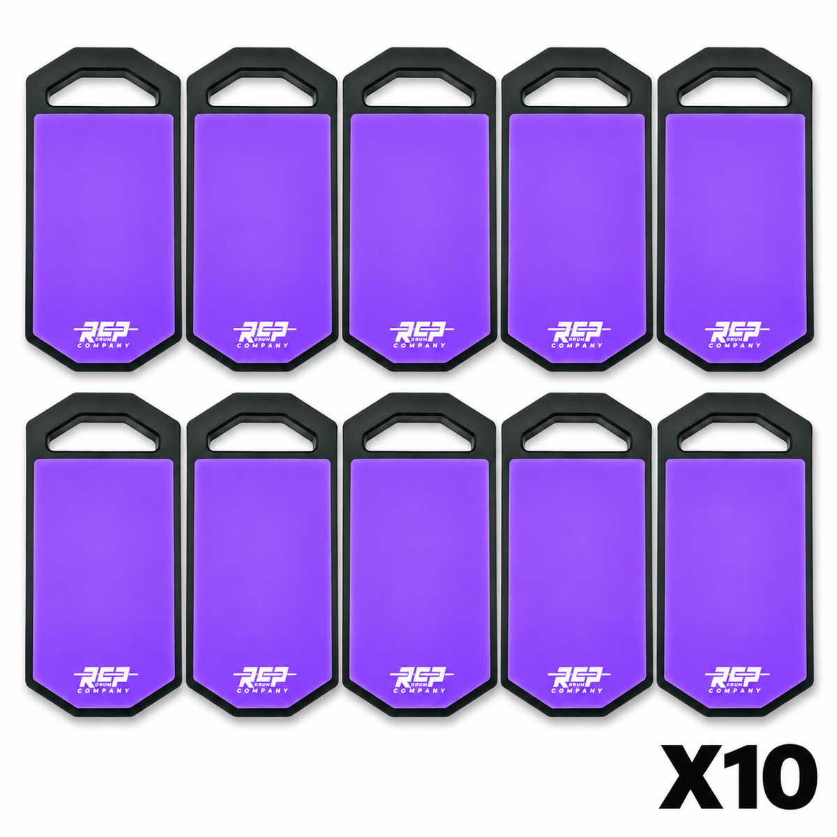 Ten RCP Bus and Travel Purple-Black double-sided practice pads without laminates