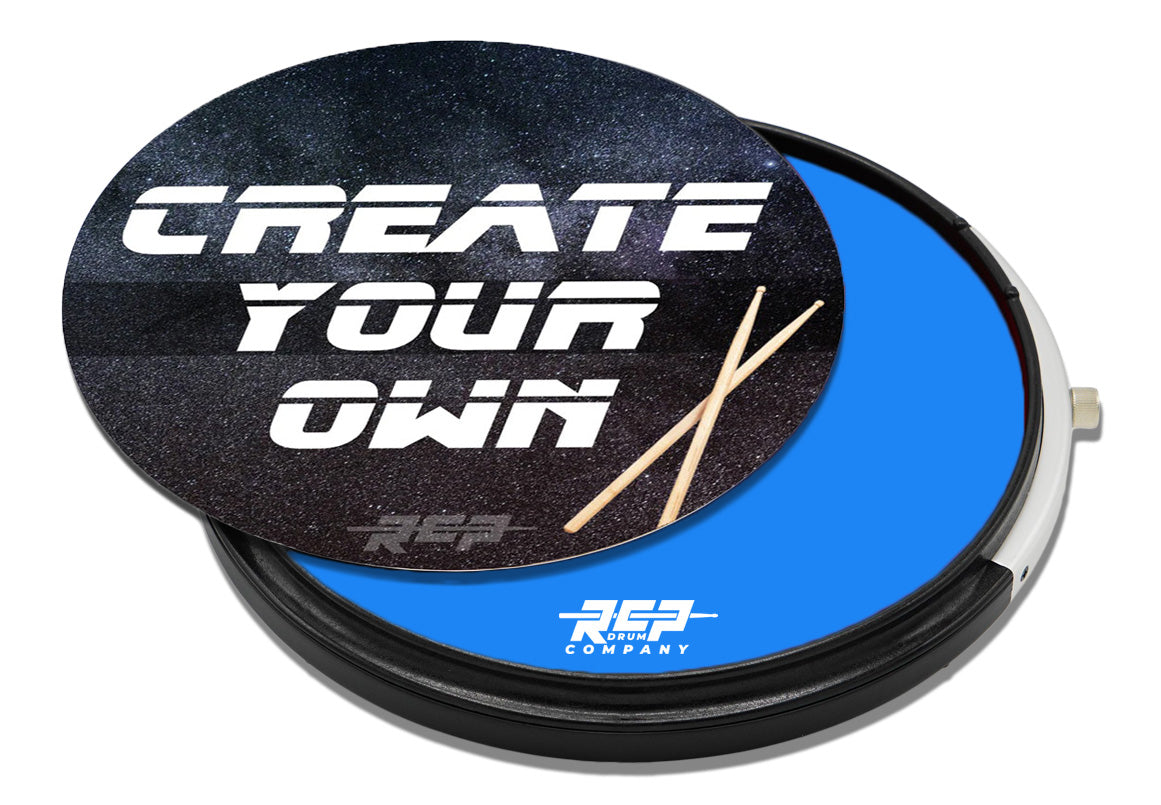 RCP Active Snap Shot Snare Drum Practice Pad with Adjustable Snare, Blue Head & Custom Laminate