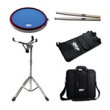 Active Practice Drum Pad Deal Pack With Pad, Stand, Carry Bag, Stick Bag and Sticks  RCP Drum Company Blue 7A 
