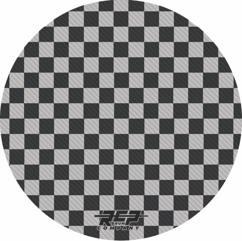 RCP Drum Active Snare Drum Practice Pad Checkerboard Carbon Fiber Laminate Head  RCP Drum Company   